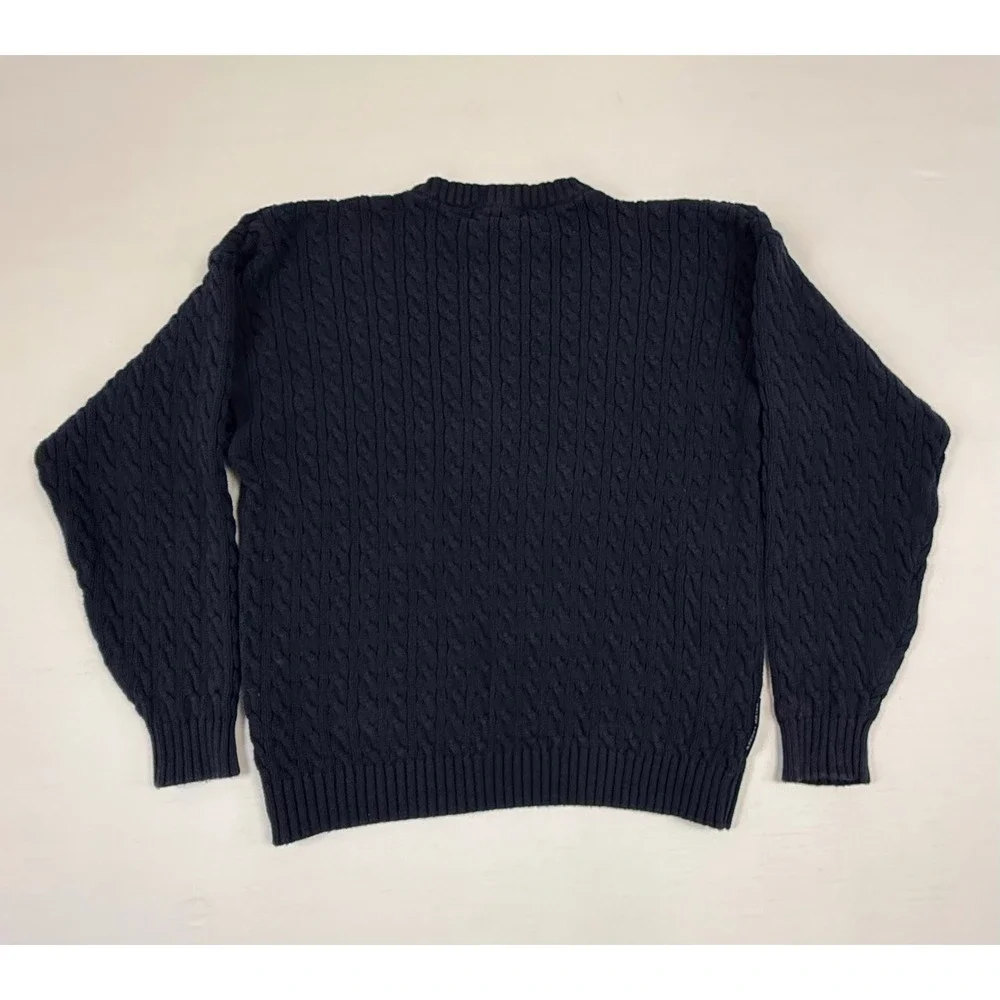 Vintage Chaps Ralph Lauren Golf Navy Blue Cable Knit Cotton Sweater Mens Size XL
